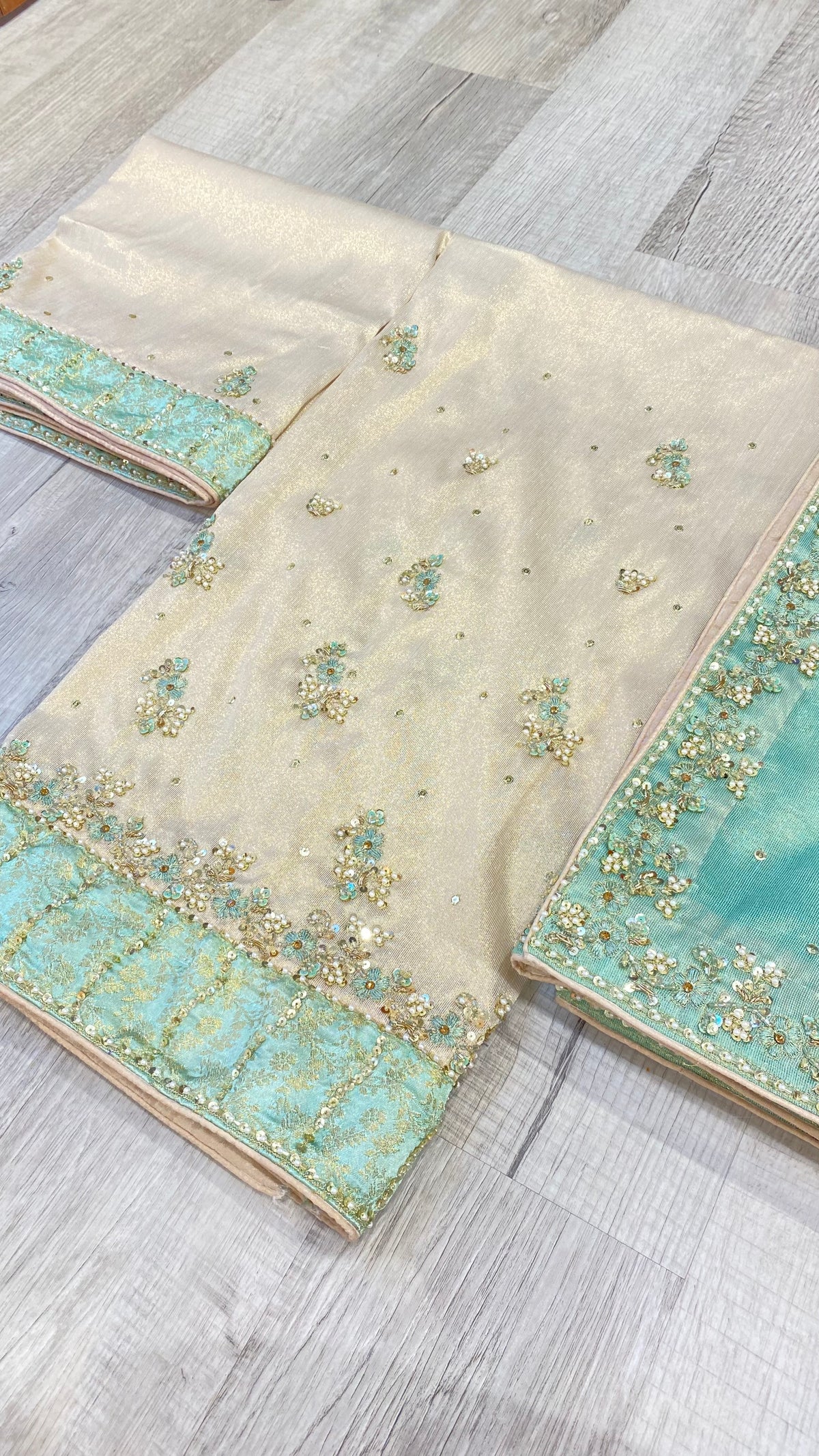 Golden and mint green jori