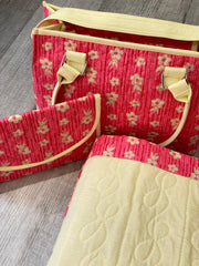 Dark peach and pastel yellow