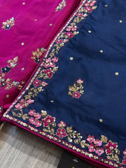 Fushcia pink with navy