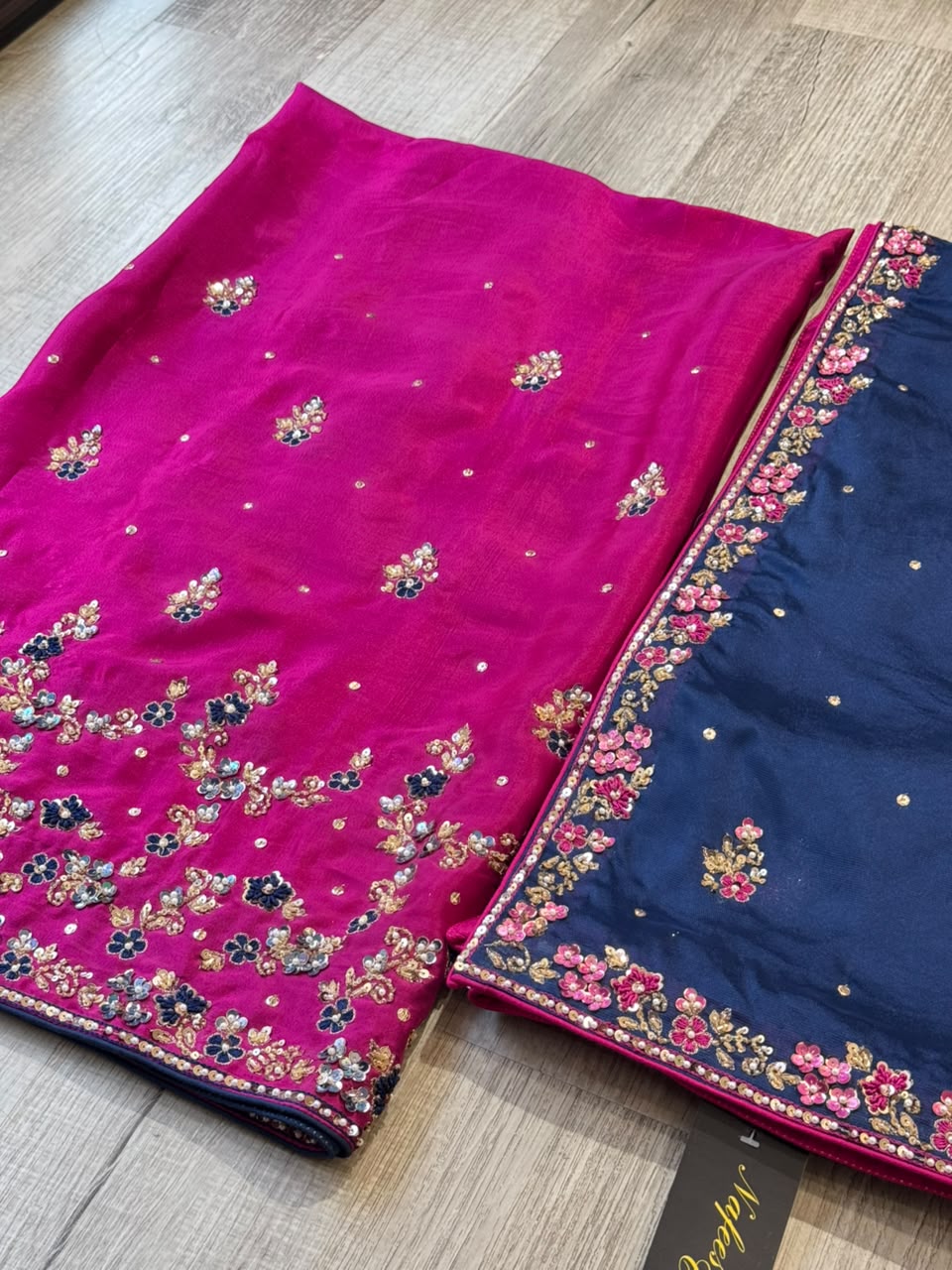 Fushcia pink with navy