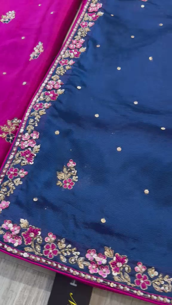 Fushcia pink with navy